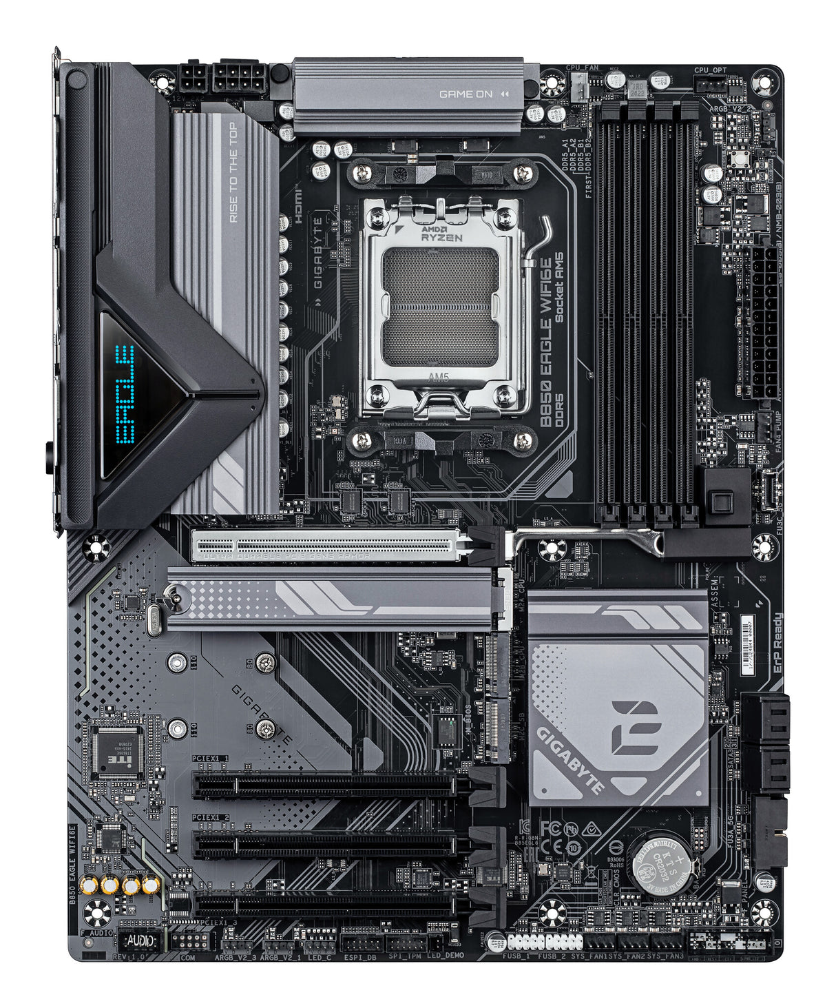GIGABYTE B850 EAGLE WIFI6E Motherboard - AMD Ryzen 9000 Series CPUs, 8+2+2 Phases Digital VRM, up to 8200MHz DDR5 (OC), 1xPCIe 5.0 + 2xPCIe 4.0 M.2, GbE LAN, WIFI 6E, USB 3.2 Gen 2