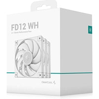 DeepCool FD12 120mm Case Fan 3-Pack, PWM Control, High Airflow, Low Noise, Hydro Bearing, White, Anti-Vibration Pads, 4-Pin Connector
