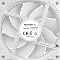 DeepCool FD12 120mm Case Fan 3-Pack, PWM Control, High Airflow, Low Noise, Hydro Bearing, White, Anti-Vibration Pads, 4-Pin Connector