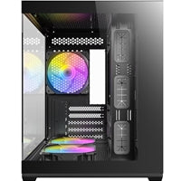 Antec CX60M ARGB Mini Tower Micro ATX Gaming Case, Black, Tempered Glass Panels, Dual Chamber Design, Vertical Cooling, Pre-Installed ARGB Fans, Water Cooling Support,
