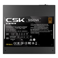 Antec CSK550DC 550W Power Supply, 80 Plus Bronze Certified, ATX 12V 2.52, Non-Modular, DC-to-DC, Flat Black Cables, 120mm Quiet Fan, UK Plug