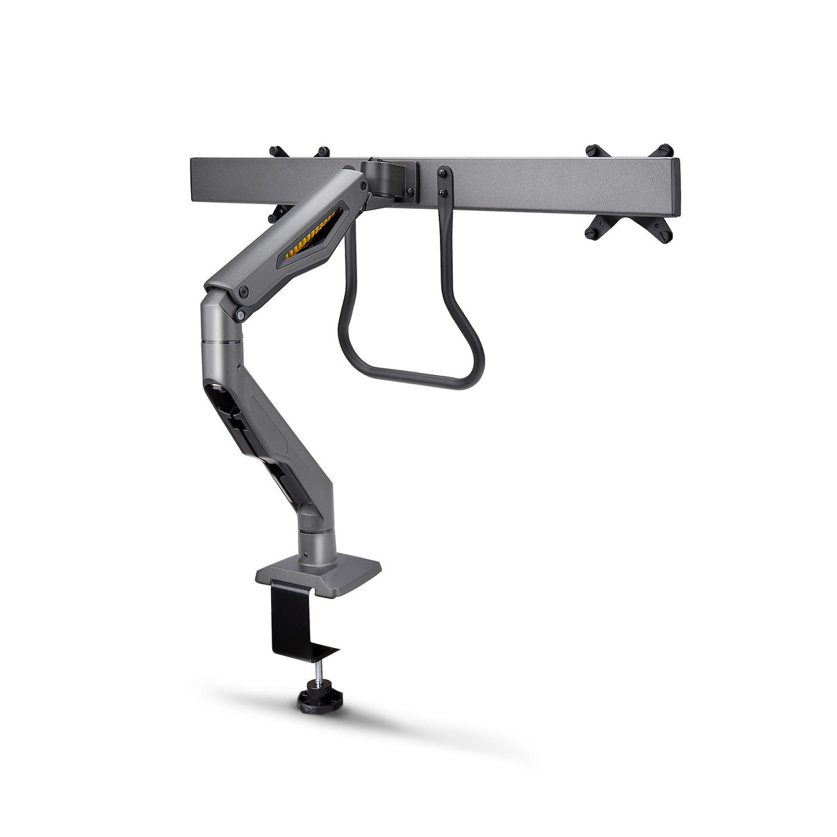 StarTech.com Desk Mount Dual Monitor Arm with Crossbar, Up To 27" Displays, VESA 75x75/100x100, Max 33lb/15kg, C-Clamp, Fully Articulating, Mechanical Spring, TAA
