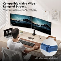 VonHaus Dual Monitor Stand for 13-32 Inch Screens, Twin Monitor Mount with Desk Clamp, Height Adjustable, Easy Assemble Stand with Full Tilt, Rotation & Swivel Arms, VESA 75x75 & 100x100mm