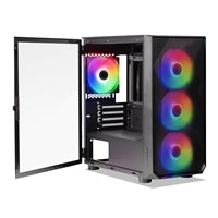 Tecware Forge M Omni Micro-ATX Case - Key-Lockable Tempered Glass, High-Airflow Mesh Front, 4 x 120mm Fans Pre-Installed, mATX/ITX Support, Black