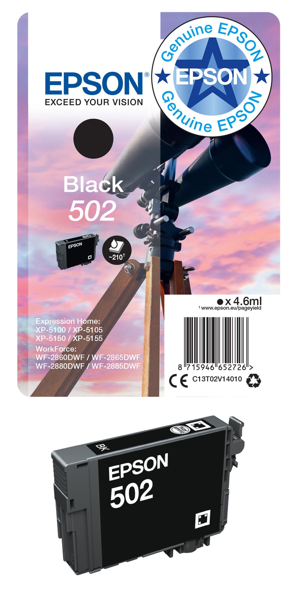 Epson Singlepack Black 502XL Ink