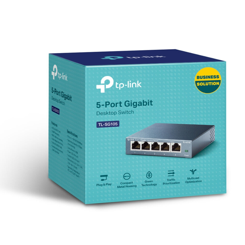 TP-LINK (TL-SG105) Switch de Escritorio No Administrable Gigabit de 5 Puertos, Caja de Acero