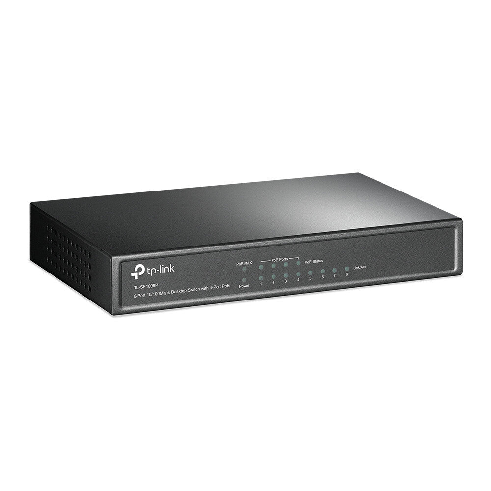 TP-LINK (TL-SF1008P) Switch de Escritorio No Administrado de 8 Puertos 10/100Mbps, PoE+ de 4 Puertos, Caja de Acero