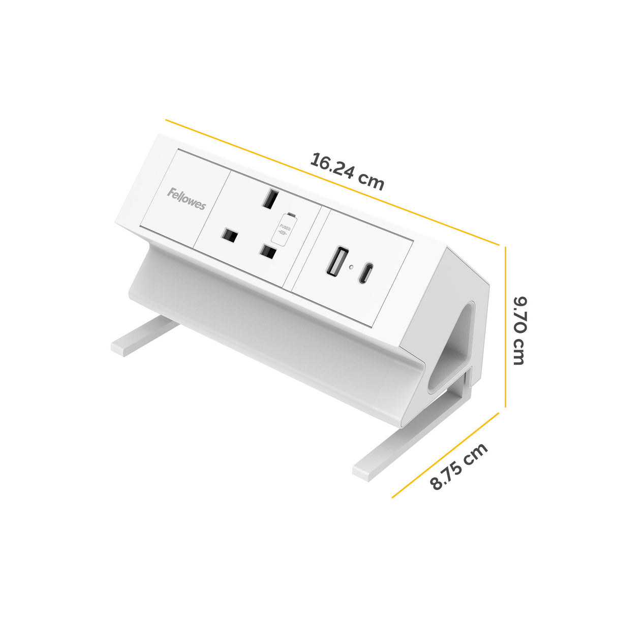 Fellowes Power Desk Socket with 1 Power Socket 1 USB-A & USB-C Ports White
