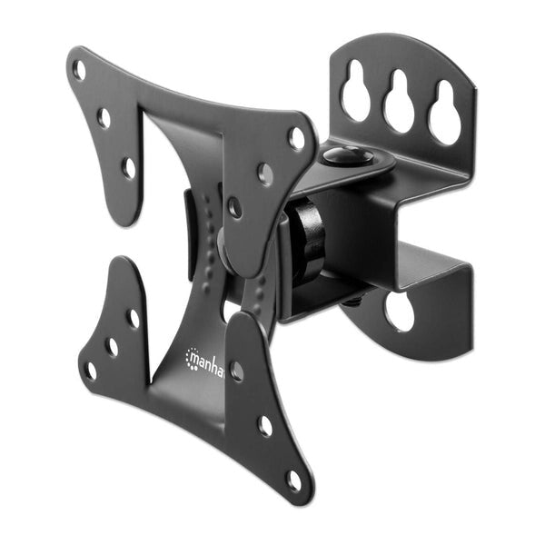 Manhattan Pivoting Wall Mount for TV & Monitors (Tilt and Swivel), For screens 13" to 27", VESA compatibility: all between 75x75mm and 100x100mm - check the dimensions of the four mounting holes on back of screen to ensure it fits, Single Stud Bracket, Ma