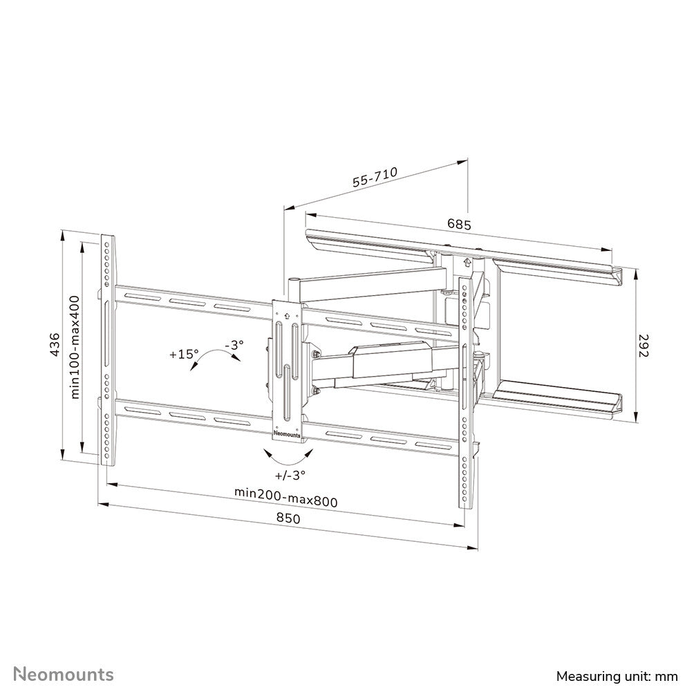 Neomounts WL40-550BL18 TV mount wall 43-75" - full motion - easy install