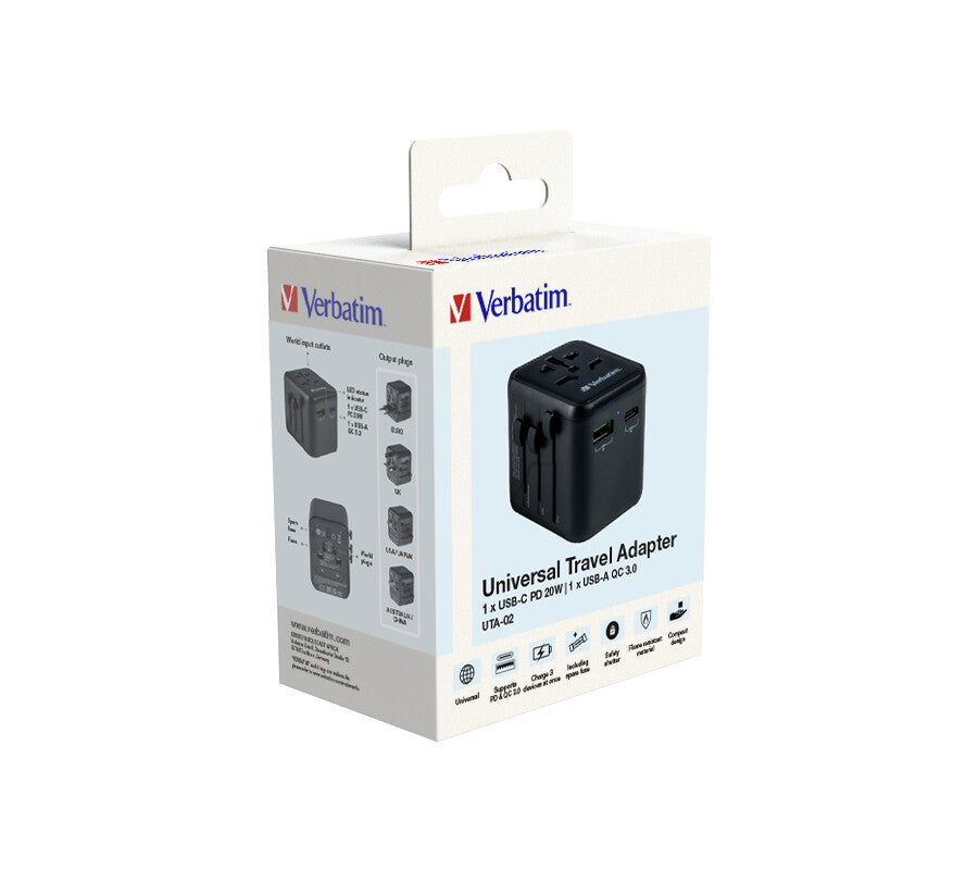 Verbatim 49544 power plug adapter Universal Black