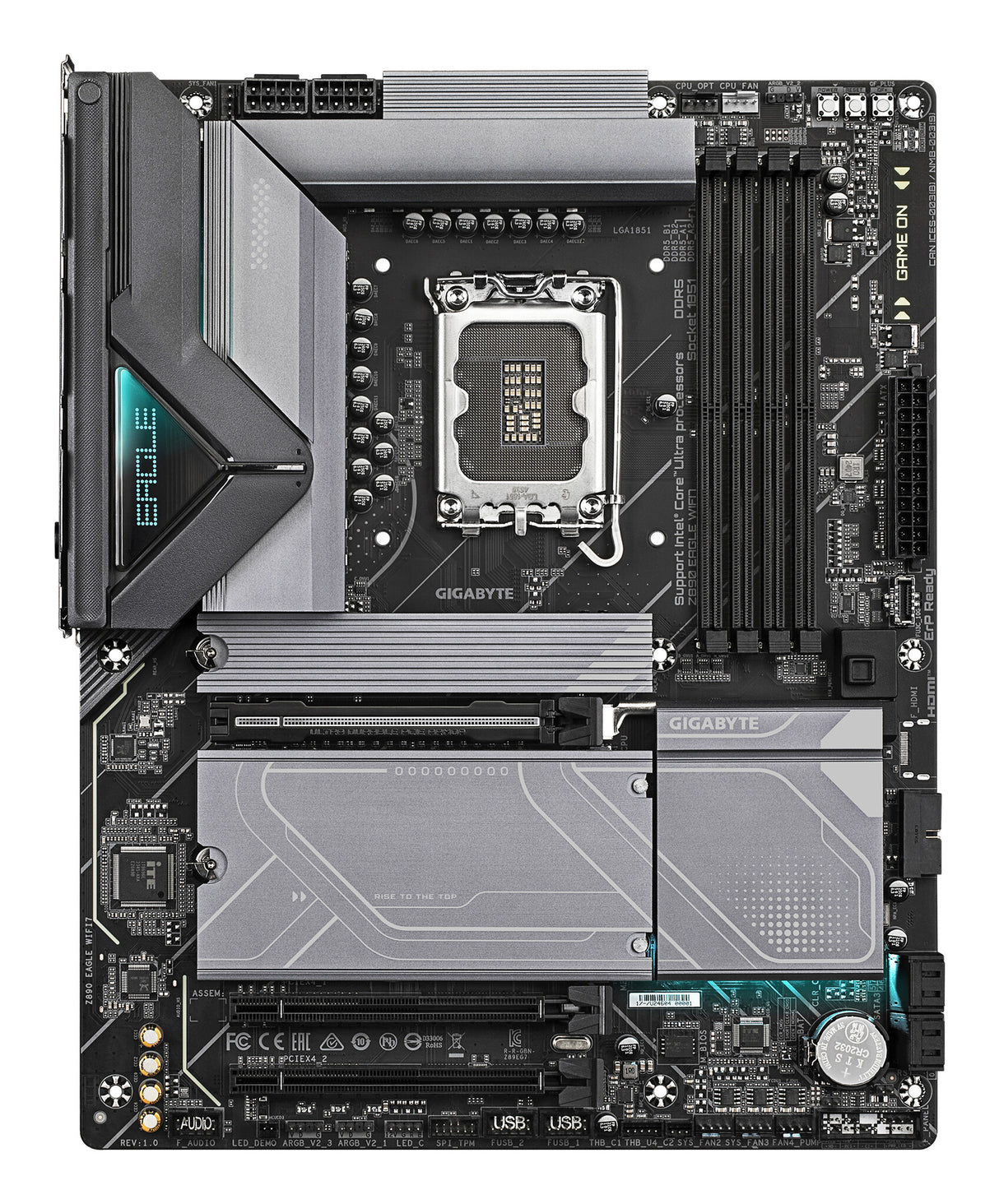 GIGABYTE Z890 EAGLE WIFI7 Motherboard - Supports Intel Core Ultra (Series 2) CPUs, 14+1+2 phases VRM, up to 8800MHz DDR5 (OC), 1xPCIe 5.0 + 3xPCIe 4.0, Wi-Fi 7, 2.5GbE LAN, USB 4