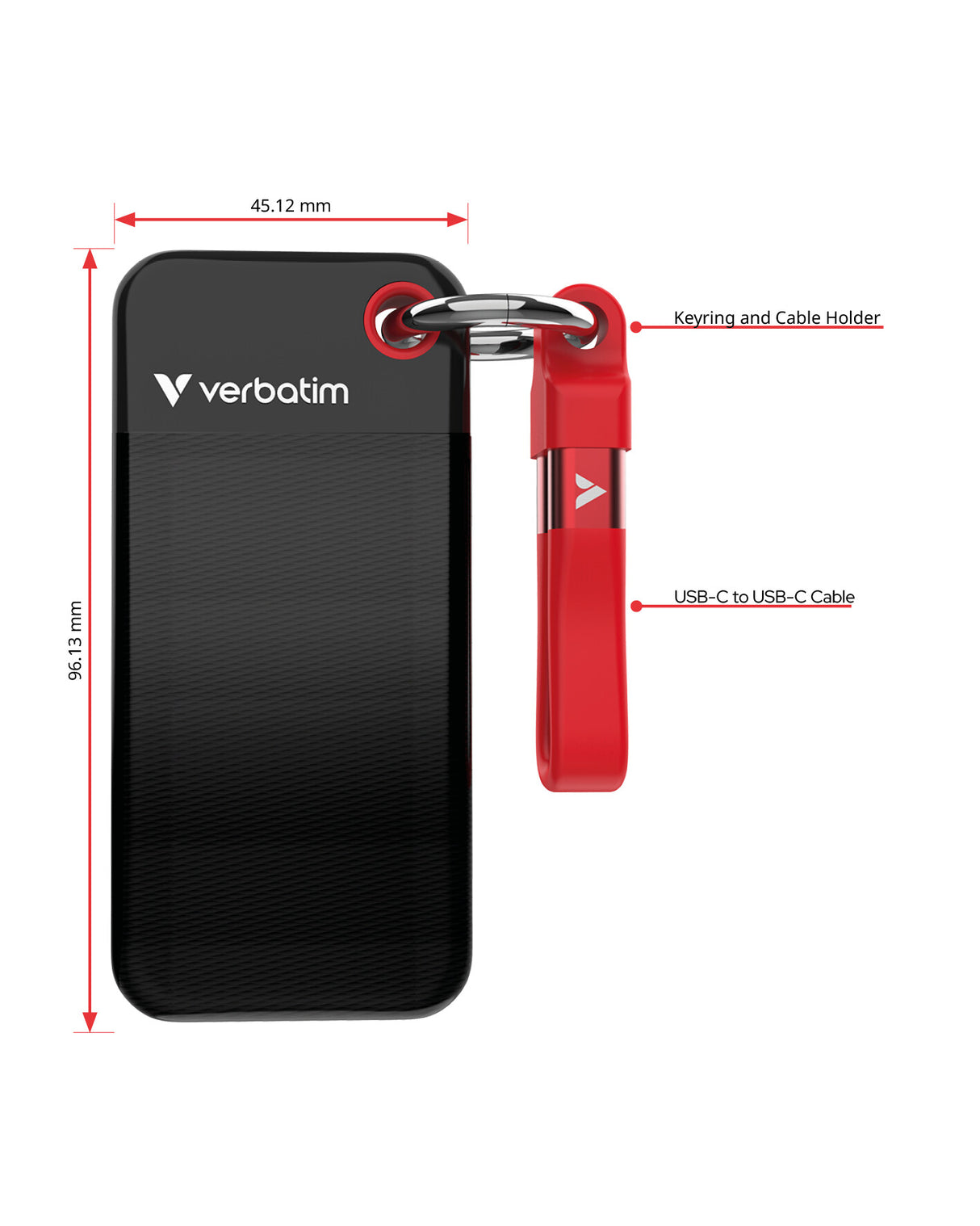 Verbatim Pocket SSD USB 3.2 Gen 2 1TB Black/Red