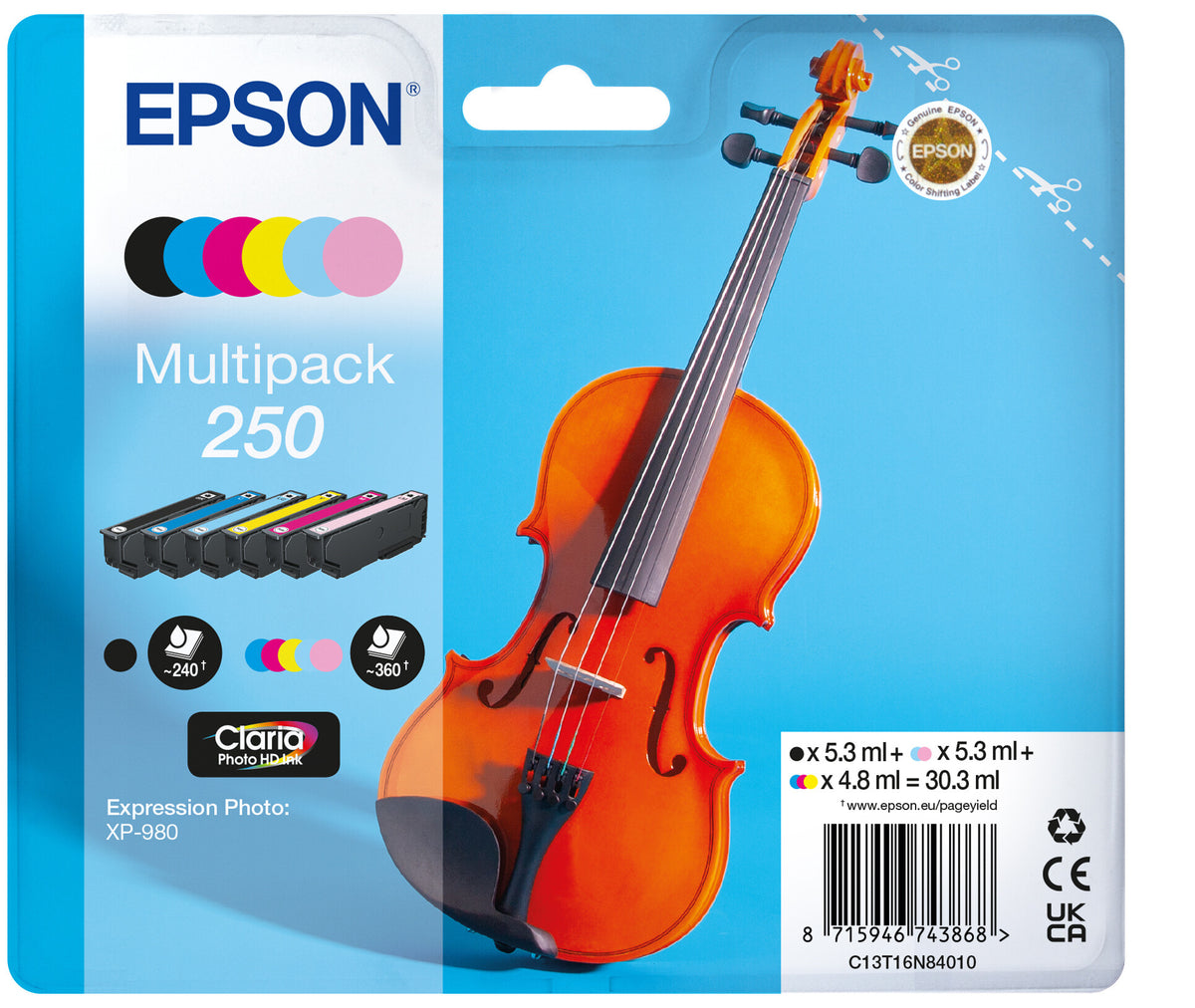 Epson Multipack 6-colours 250 Violin Claria Photo HD Ink