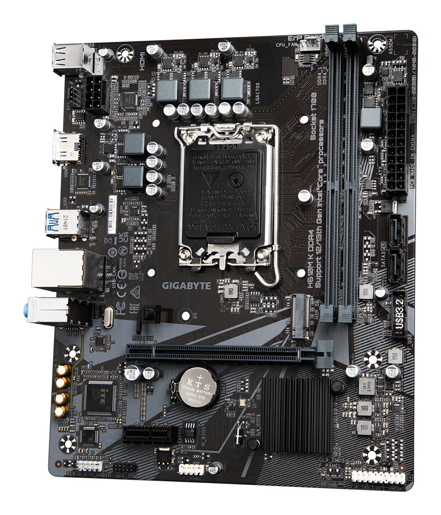 GIGABYTE H610M K DDR4 Motherboard - Supports Intel Core 14th Gen CPUs, 3+1+1 Phases Hybrid Power Design, up to 3200MHz DDR4, 1xPCIe 3.0 M.2, GbE LAN, USB 3.2 Gen 1