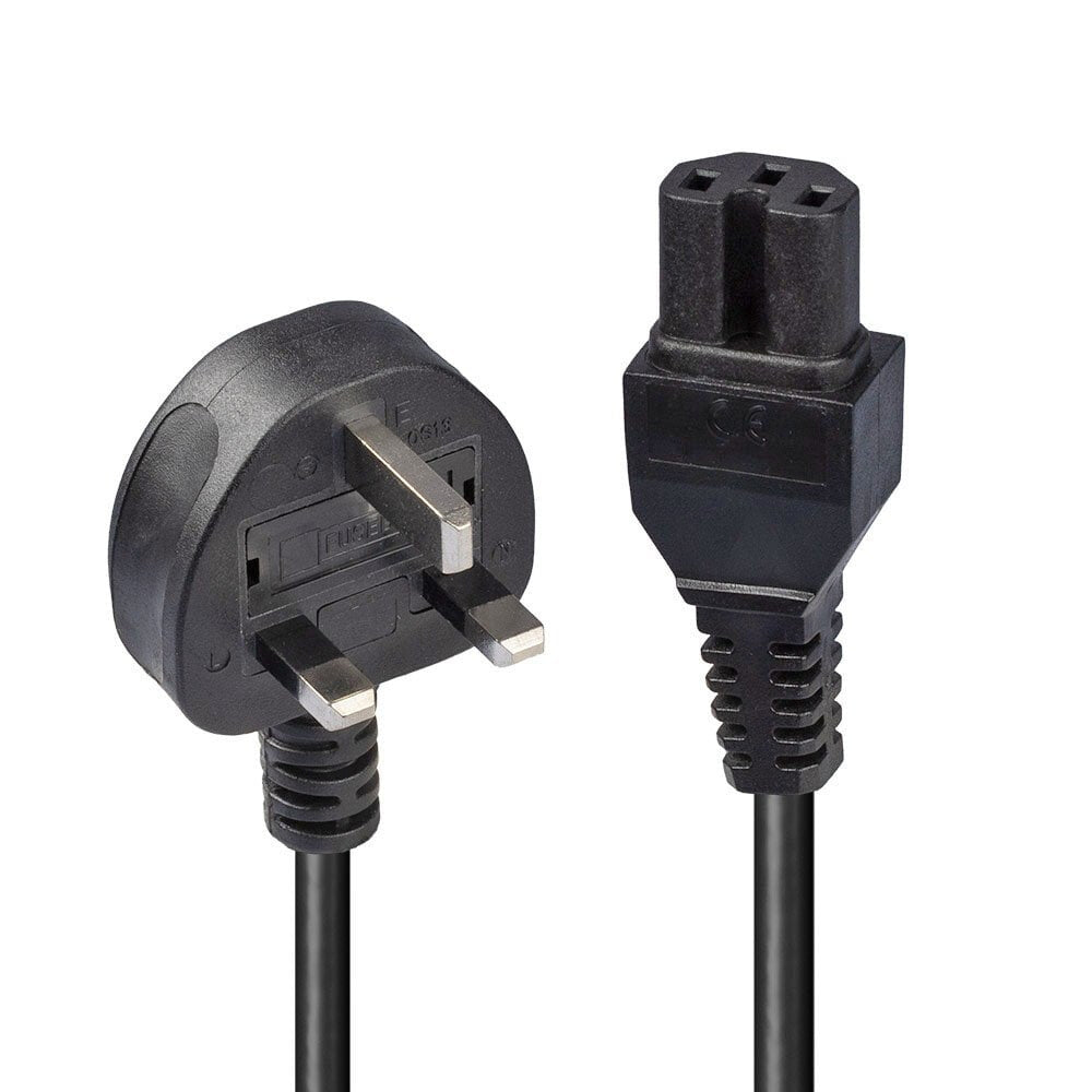 Lindy 2m Mains UK 3 Pin Plug to Hot Conditioned IEC C15 Power Cable Kettle Lead