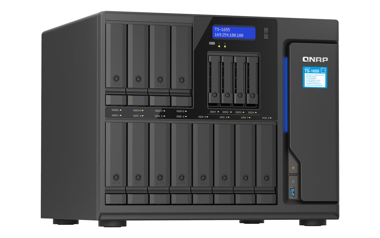 QNAP TS-1655 NAS Tower Intel Atom® C5125 8 GB DDR4 0 TB QNAP Turbo System Black