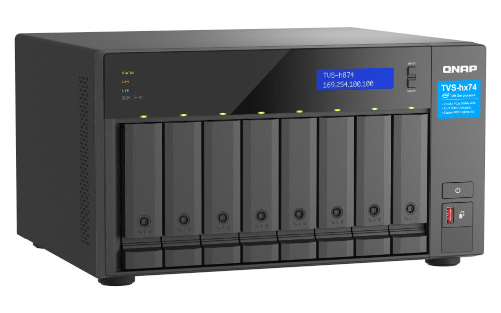 QNAP TVS-h874X NAS Tower Intel® Core™ i9 64 GB DDR4 0 TB QuTS hero Black