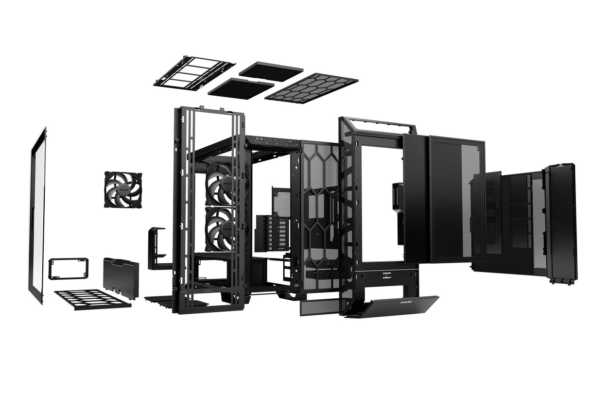 ¡tranquilizarse! Dark Base Pro 901 Caja de PC para juegos de torre completa, negra, 4x USB 3.2 tipo A, cubierta superior y panel frontal intercambiables, 3x Silent WIngs 4 ventiladores PWM, iluminación ARGB