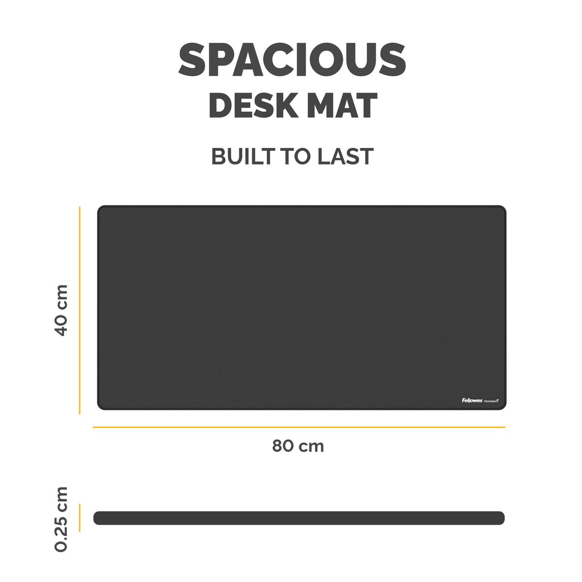 Fellowes Breyta - Desk mat: 80 x 40 cm - rubber - black