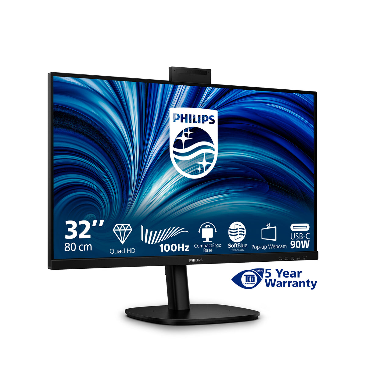 Philips 3000 series 32B2U3601H/00 computer monitor 80 cm (31.5") 2560 x 1440 pixels Quad HD LCD Black