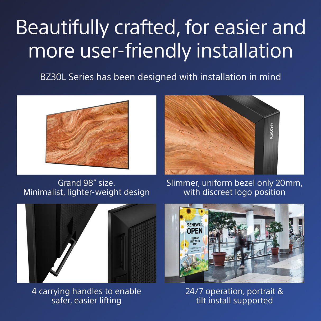 Sony BRAVIA FW-98BZ30L 4K HDR Full Array LED Professional display, 440 cd/m2, 24/7 and 5 years PrimeSupport