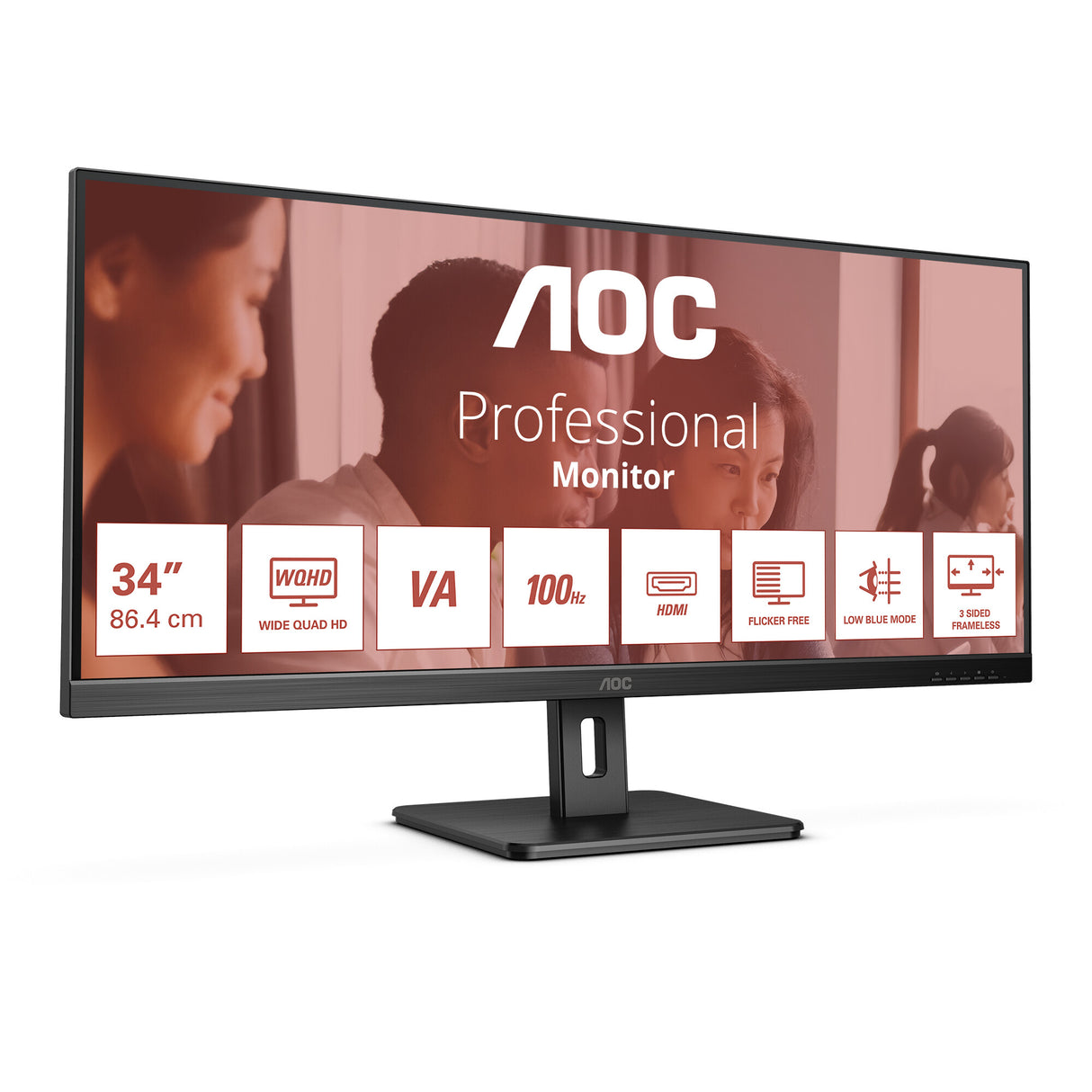 AOC U34E2M computer monitor 86.4 cm (34") 3440 x 1440 pixels Wide Quad HD Black