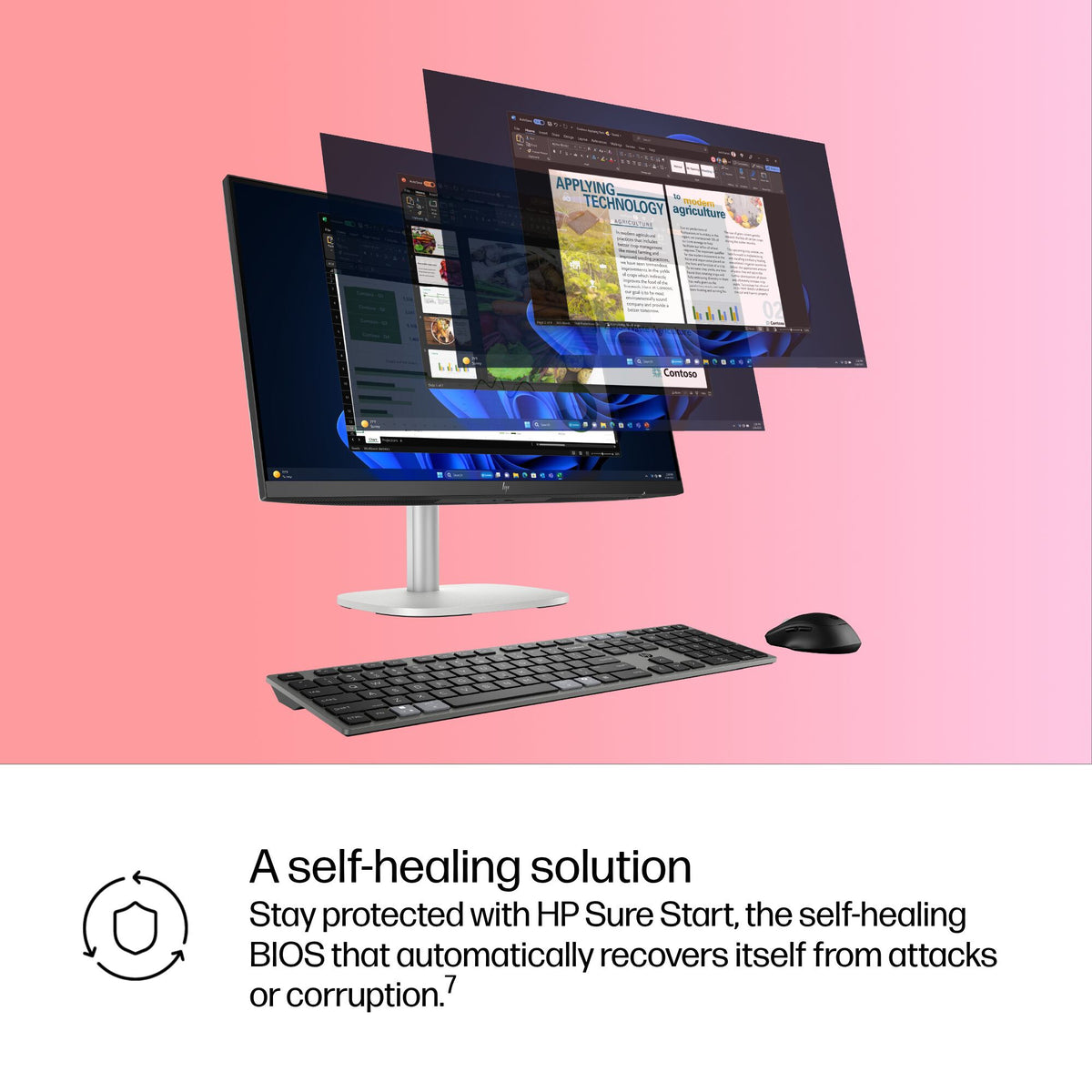 HP E6EQ9ET All-in-One PC/workstation 60.5 cm (23.8") 1920 x 1080 pixels 16 GB DDR5-SDRAM Windows 11 Pro Wi-Fi 7 (802.11be) AI PC Silver