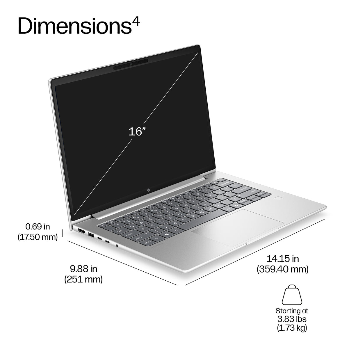 HP E46QDET laptop 40.6 cm (16") WUXGA 16 GB DDR5-SDRAM 512 GB SSD Wi-Fi 7 (802.11be) Windows 11 Pro Silver