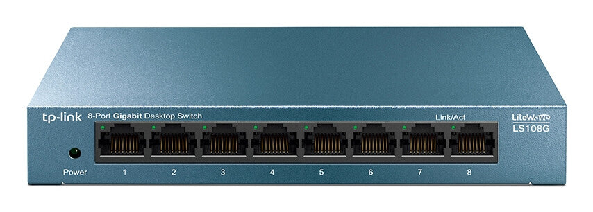 TP-LINK (LS108G) Switch LiteWave de escritorio no administrado Gigabit de 8 puertos, caja de acero