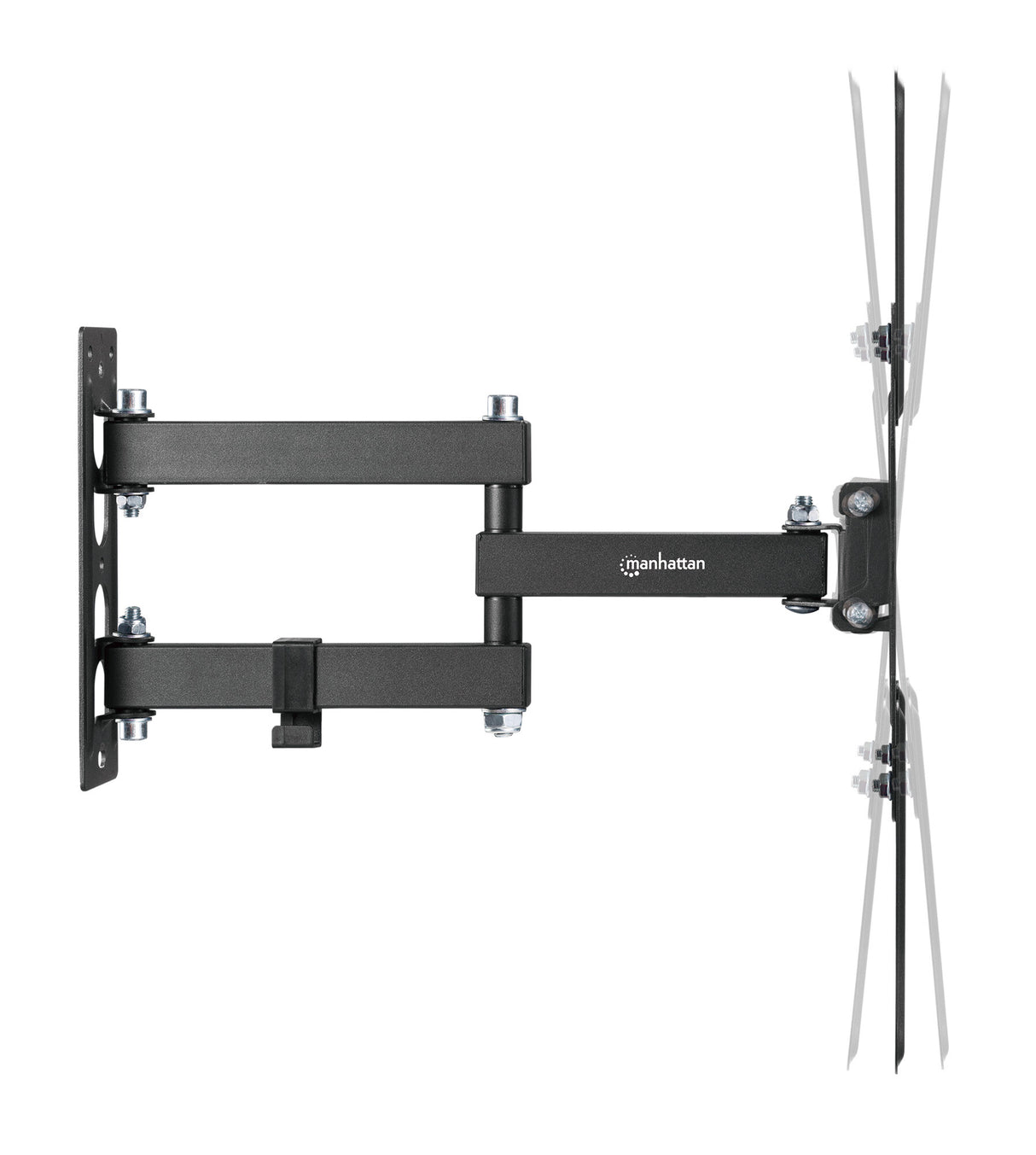 Manhattan Wall Mount for TV & Monitors (Full Motion), For screens 32" to 55", VESA compatibility: all between 100x100mm to 400x400mm - check the dimensions of the four mounting holes on back of screen to ensure it fits, Max 30kg, Black, Bracket