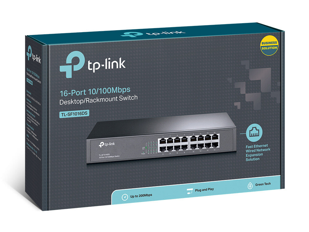 TP-Link TL-SF1016DS network switch Unmanaged Fast Ethernet (10/100) 1U Black