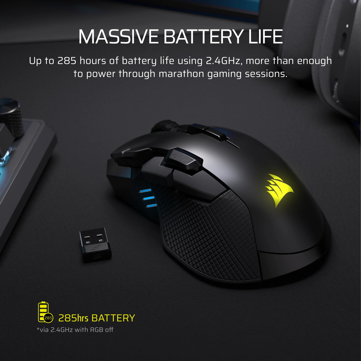 Corsair IRONCLAW WIRELESS SE mouse Gaming Right-hand RF Wireless + Bluetooth + USB Type-C Optical 26000 DPI