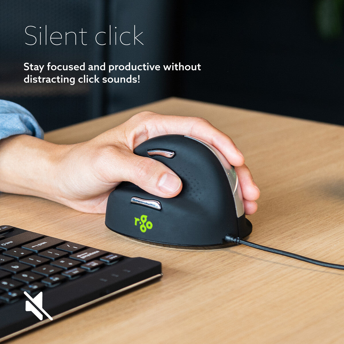 R-Go Tools Ergonomic mouse R-Go HE Break with break software, medium (hand size 165-185 mm), left-handed, Wired, black