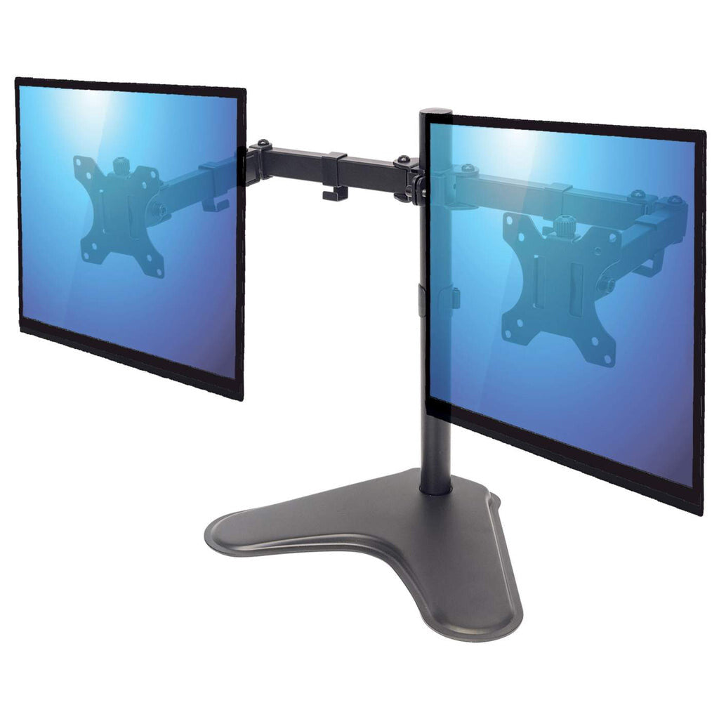 Manhattan Dual Desk Mount for TV & Monitors (Full Motion), For screens: 10-27", Stand Assembly, VESA compatability: 75x75 and 100x100mm - check the dimensions of the four mounting holes on back of screen to ensure it fits, Max 8kg (each), Black, Bracket
