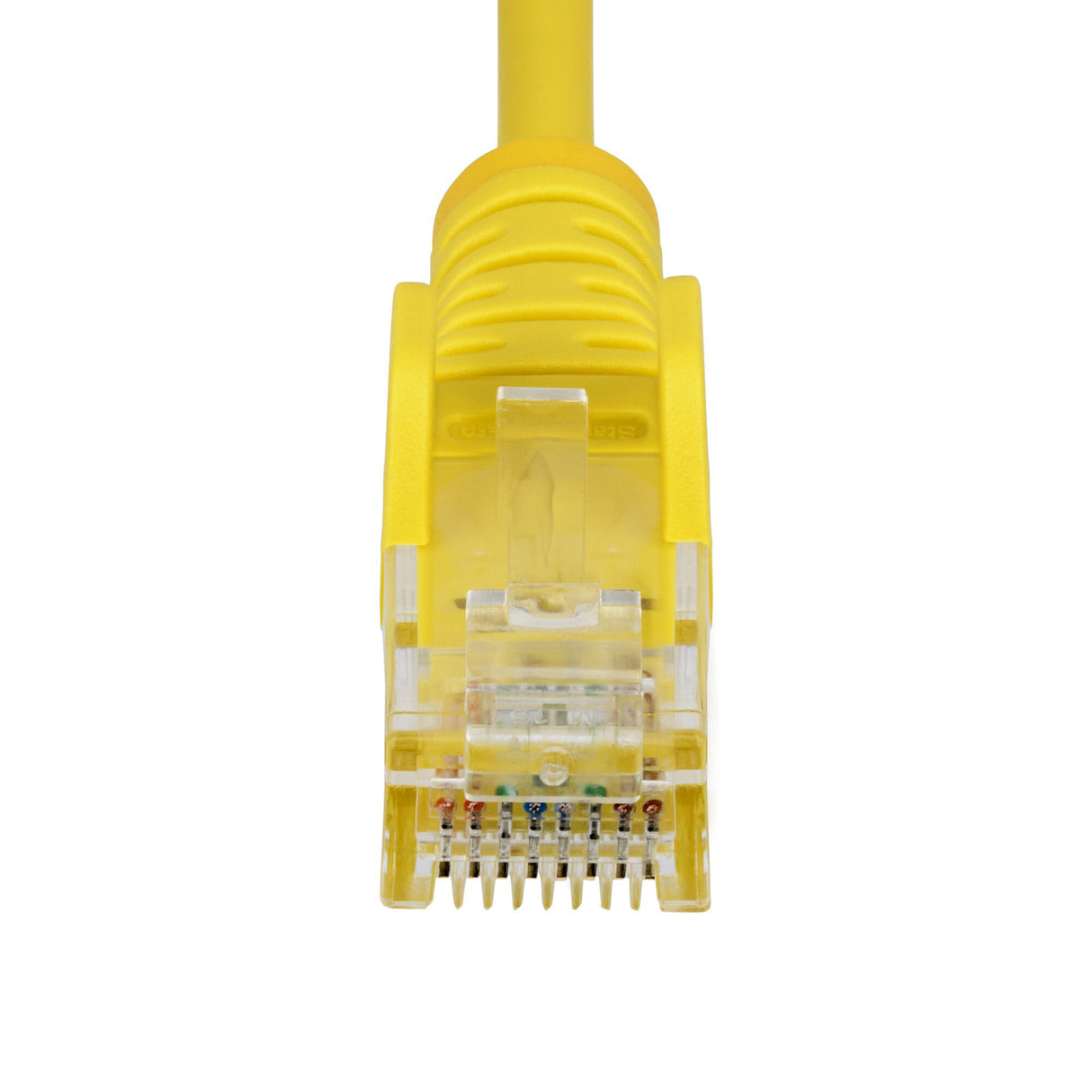 StarTech.com 25cm Yellow Slim CAT6 Ethernet Cable, Snagless, 100W PoE, UTP, LSZH, 28AWG Pure Bare Copper Wire, Slim RJ45 Network Patch Cord w/Strain Reliefs, Fluke Tested