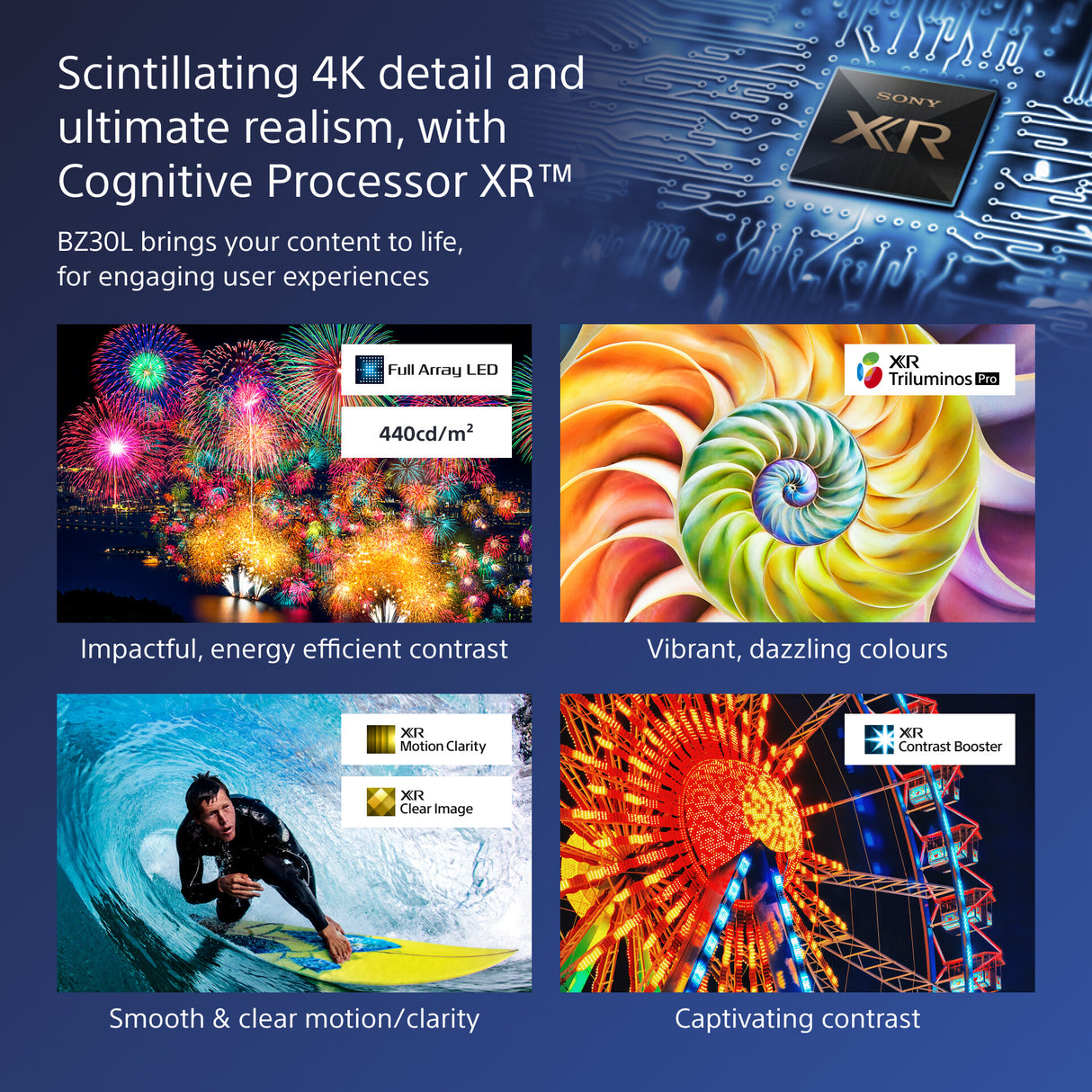 Sony BRAVIA FW-98BZ30L 4K HDR Full Array LED Professional display, 440 cd/m2, 24/7 and 5 years PrimeSupport