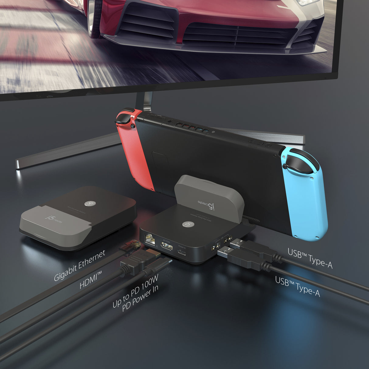 j5create JCD620 Mini Docking Station for Nintendo Switch™, Black
