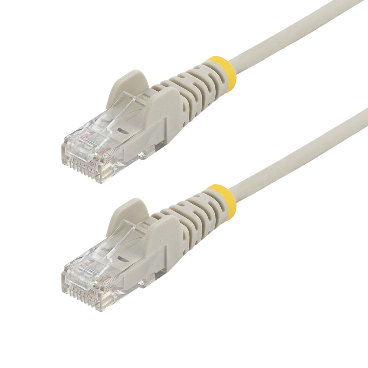 StarTech.com 25cm Gray Slim CAT6 Ethernet Cable, Snagless, 100W PoE, UTP, LSZH, 28AWG Pure Bare Copper Wire, Slim RJ45 Network Patch Cord w/Strain Reliefs, Fluke Tested