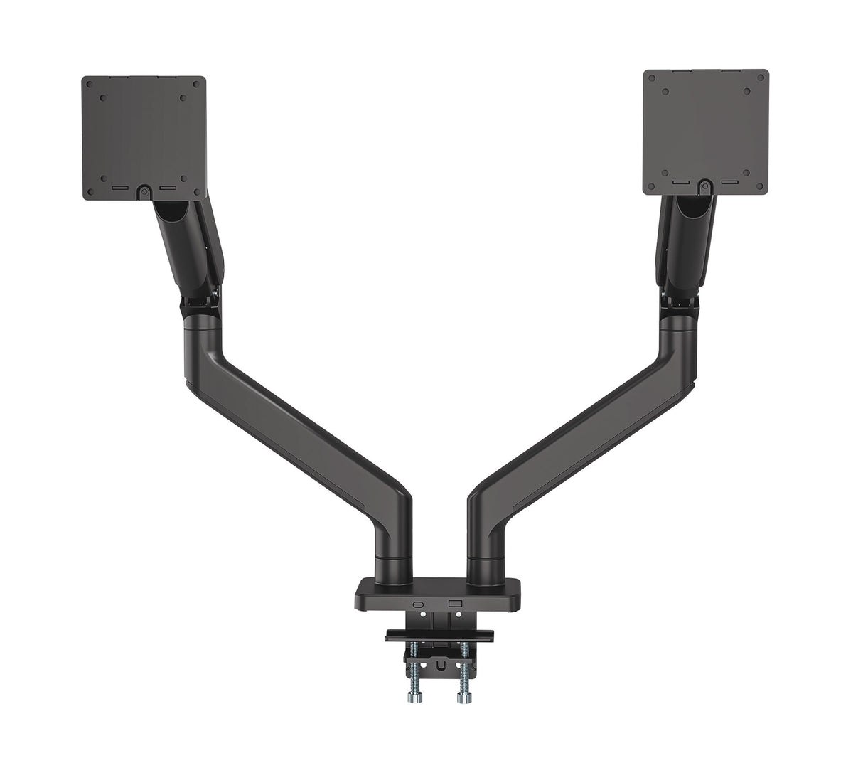 Manhattan Dual Desk Mount for TV & Monitor Mounts (Full Motion Spring), For screens 13" to 45", Clamp or Grommet Assembly, VESA compatability: 75x75 and 100x100mm - check the dimensions of the four mounting holes on back of screen to ensure it fits, Max 2