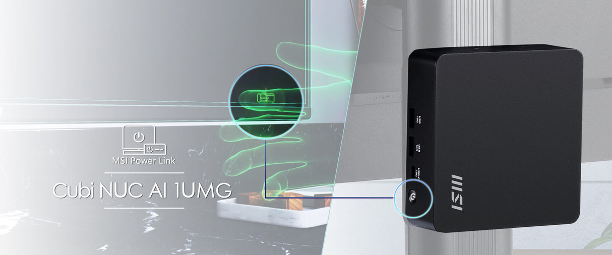 MSI Cubi NUC AI 1UMG Intel Core Ultra 5 125H , Barebone, NUC, SFF, Mini Computer, HTPC, (NO RAM, NO Storage, NO OS), Intel Graphics/DDR5/Dual ThunderBolt 4/Dual HDMI/Dual LAN/WiFi 6E/BT 5.3/VESA