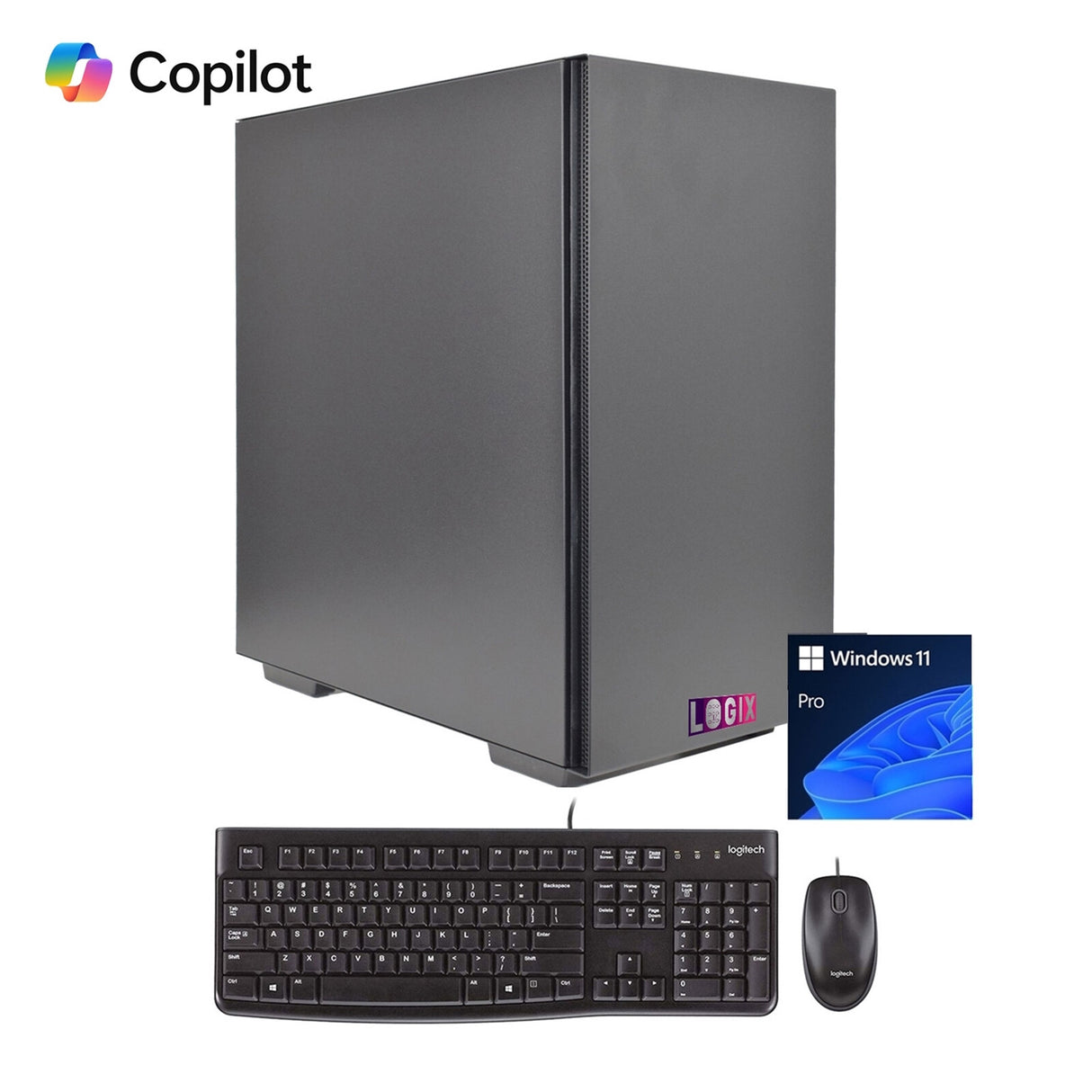 LOGIX Intel Core i3 14th Gen Quad Core 16GB RAM with 500GB SSD Wireless Business / Education Desktop PC with Windows 11 Pro plus Keyboard & Mouse Intel® Core™ i3 Workstation Black