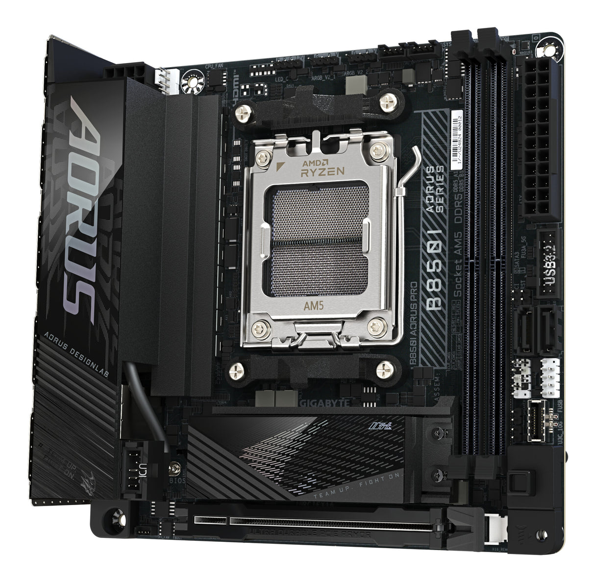 GIGABYTE B850I AORUS PRO Motherboard - AMD Ryzen 9000 Series CPUs, 8+2+1 Phases Digital VRM, up to 8400MHz DDR5 (OC), 1xPCIe 5.0 + 1xPCIe 4.0 M.2, 2.5LAN, WIFI 7, USB 3.2 Gen 2