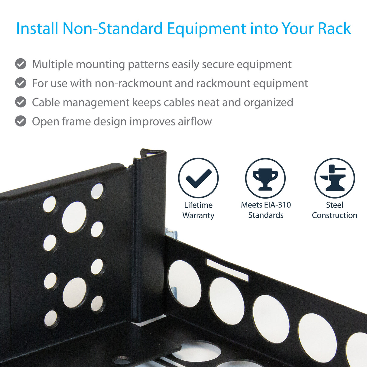 StarTech.com 2U Fixed 19" Adjustable Depth Universal Server Rack Rails