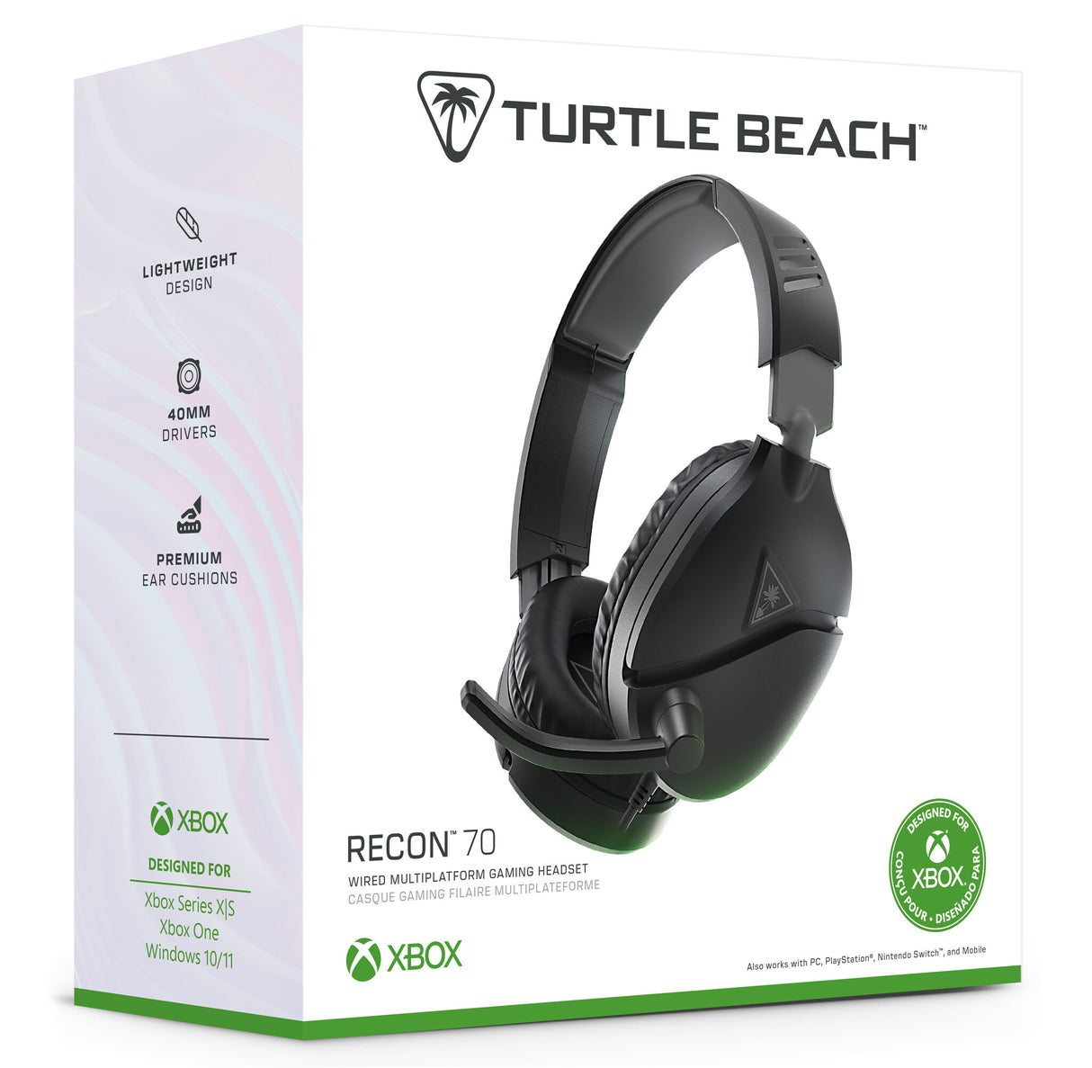 Turtle Beach Recon 70 Black Xbox Wired Gaming Headset. Officially Licensed for Xbox Series X or S and Xbox One