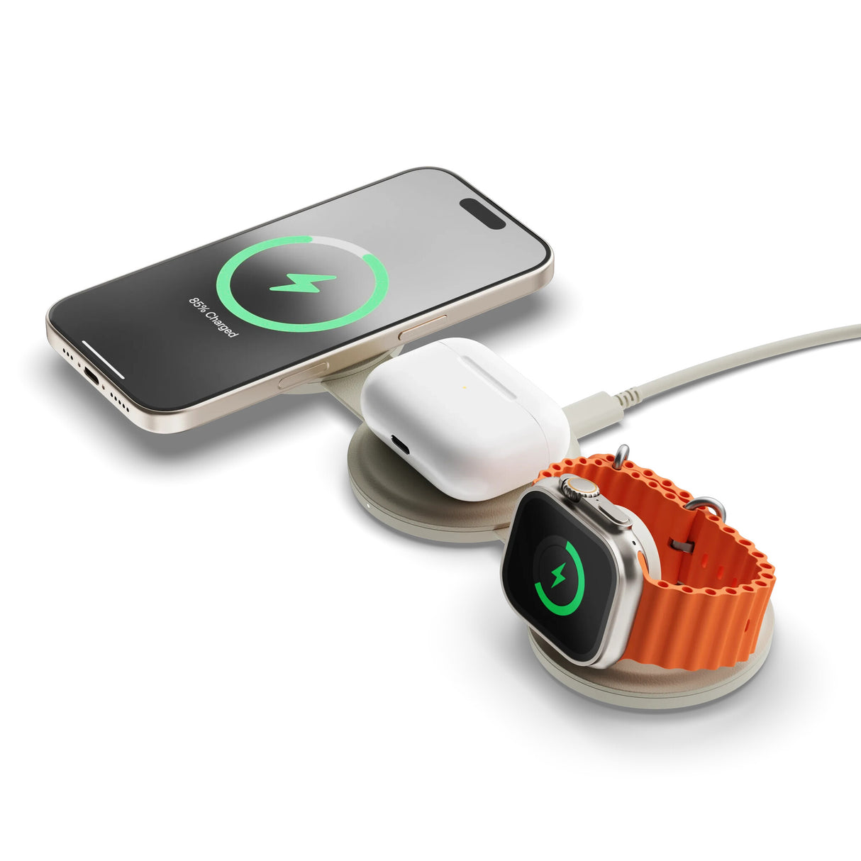 Satechi OntheGo 3-in-1 Headset, Smartphone, Smartwatch White USB Wireless charging Fast charging Indoor