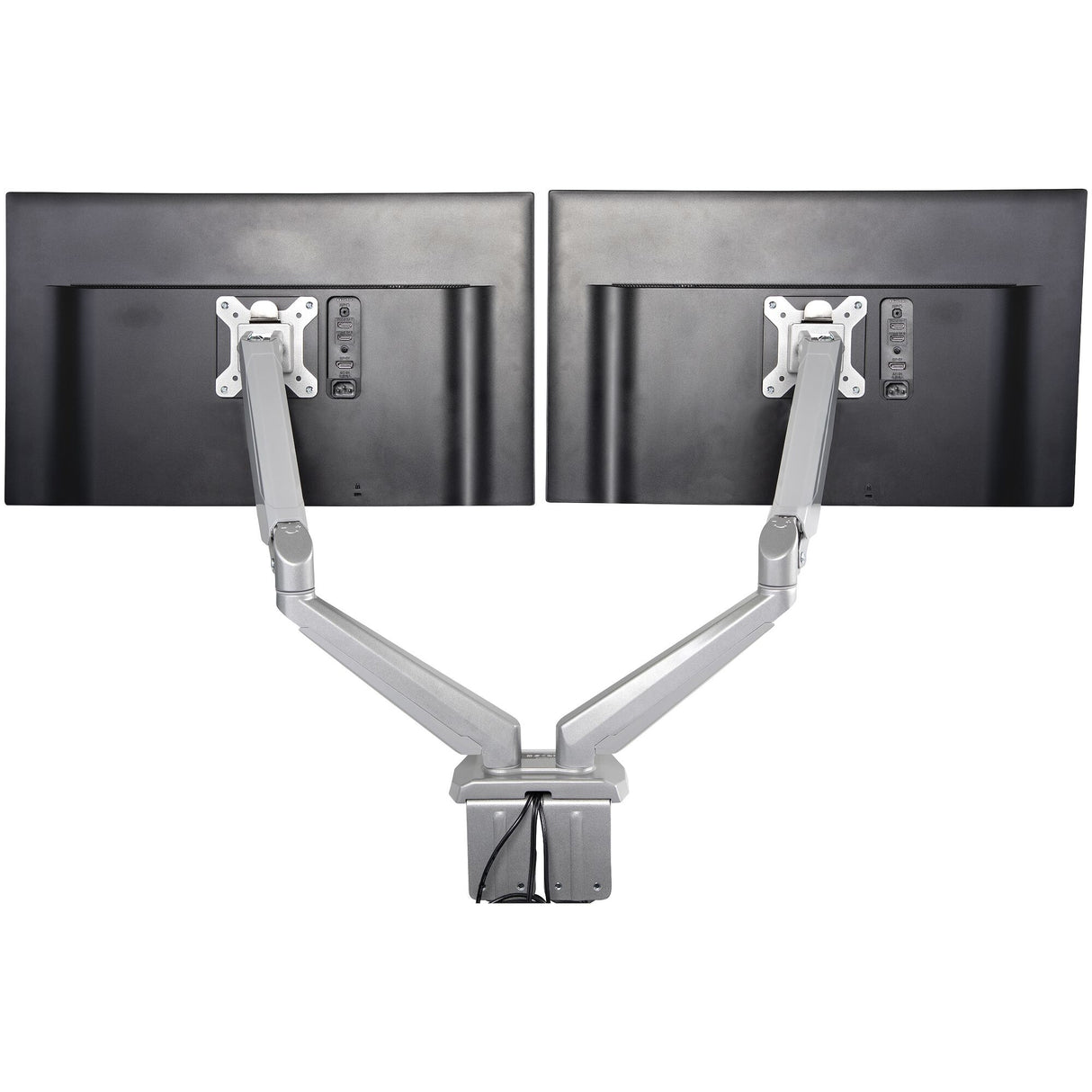 StarTech.com Desk Mount Dual Monitor Arm with USB & Audio - Desk Clamp VESA Mount for up to 32 inch Displays - 2x USB, 2x 3.5mm audio - Ergonomic Full Motion Dual Monitor Arm - Silver