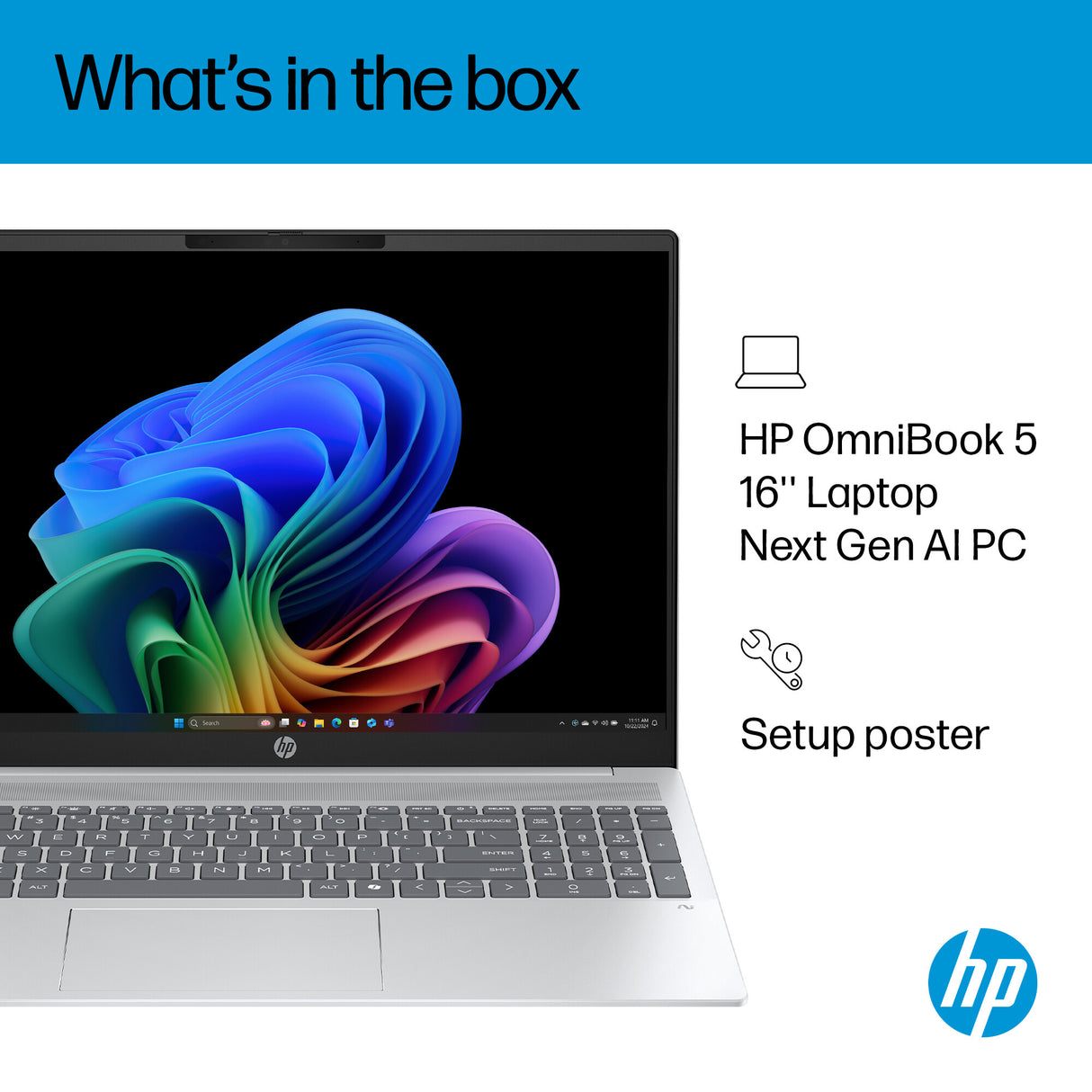 HP OmniBook 5 NGAI OmniBook 5 Next Gen AI 16-ag1007na Copilot+ PC AMD Ryzen™ AI 5 340 Laptop 40.6 cm (16") 2K 16 GB LPDDR5x-SDRAM 1 TB SSD Wi-Fi 6 (802.11ax) Windows 11 Home Silver