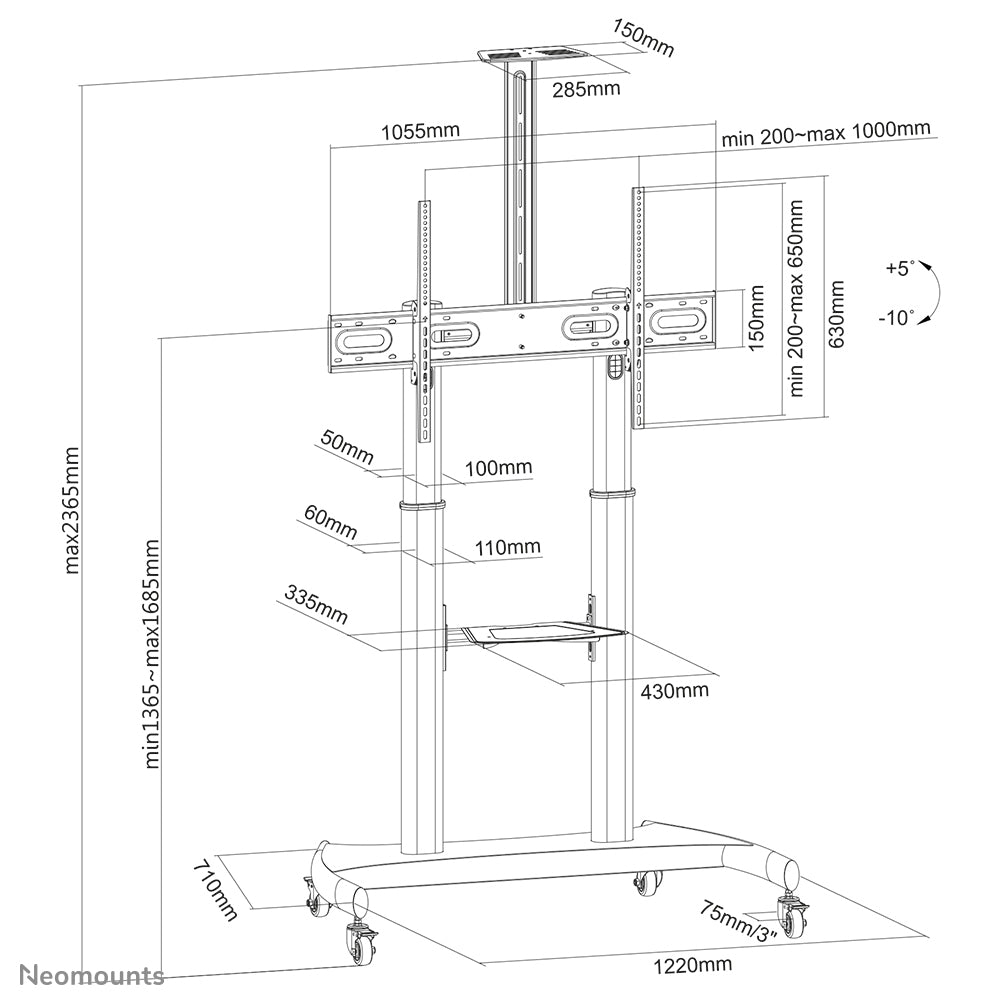 Neomounts PLASMA-M1950E TV trolley 60-100"