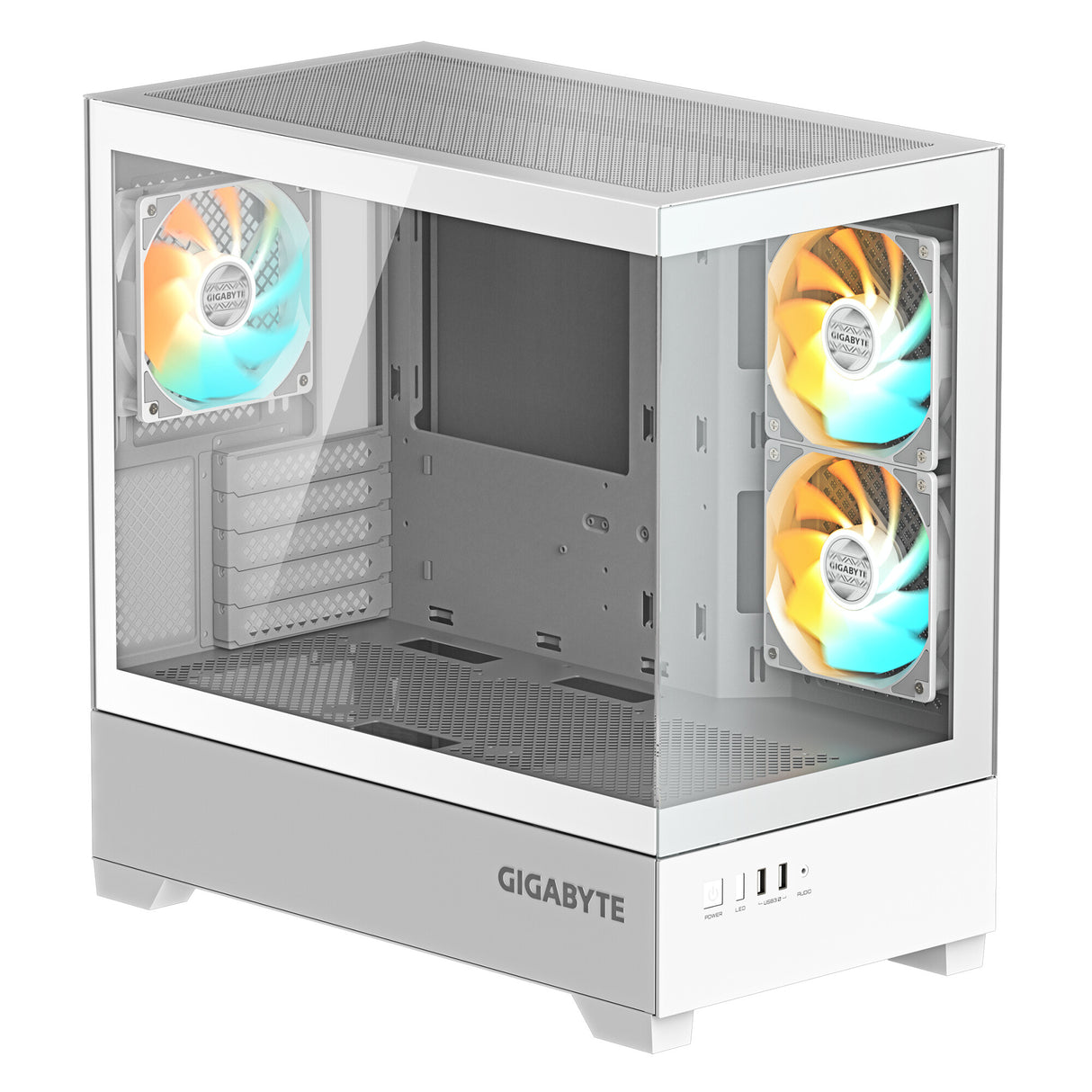 GIGABYTE C201 PANORAMIC ICE PC Case - Mid Tower, m-ATX, 360mm radiator support, 3 Pre-installed Fans, USB 3.0, Support RGB Fusion